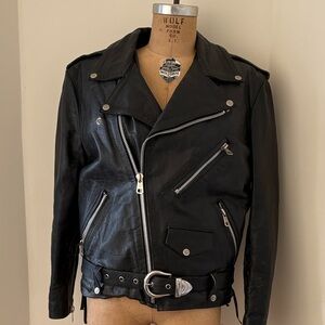 Hard Rock Cafe Black Leather Moto Bomber Jacket - Cancun